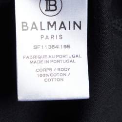 Pre Owned Balmain Black Metallic Logo Print Cotton Crew Neck T-Shirt M