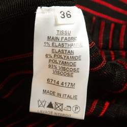 Balmain Black/Red Striped Stretch Sheer Jumpsuit S