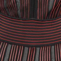 Balmain Black/Red Striped Stretch Sheer Jumpsuit S