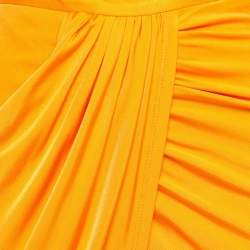 Balmain Orange Jersey High Slit Draped Maxi Skirt S