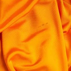 Balmain Orange Jersey High Slit Draped Maxi Skirt S