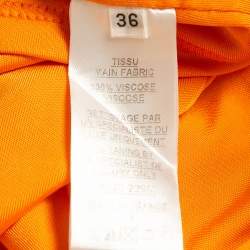 Balmain Orange Jersey High Slit Draped Maxi Skirt S