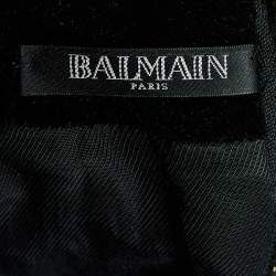 Balmain Black Velvet Ruffle Tiered Knee Length Dress M