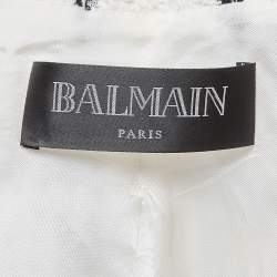 Balmain White/Black Checked Tweed Double Breasted Blazer S