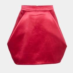 Balmain Pink Satin Pleated Mini Skirt M