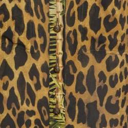 Pre Owned Balmain Green Leopard Print Silk Semi Sheer Shirt M