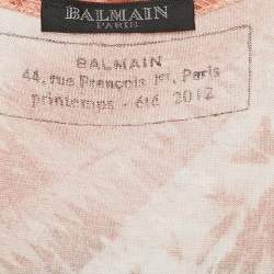 Balmain Pink Printed Linen Knit Tank Top S