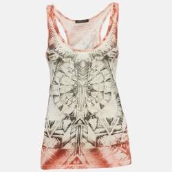 Balmain Pink Printed Linen Knit Tank Top S