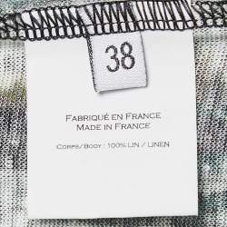 Balmain Vintage Multicolor Printed Linen Knit Buttoned Detail Tank Top M   