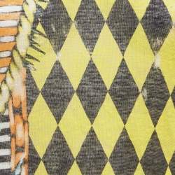 Balmain Vintage Multicolor Printed Linen Knit Buttoned Detail Tank Top M   