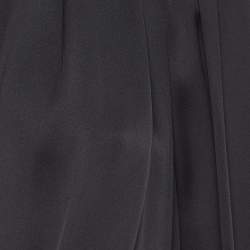 Pre Owned Balmain Black Satin Silk Deep Neck Draped Blouse S