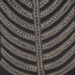 Pre Owned Balmain Black Cotton Knit Metallic Chain and Crystal Embellished Tank Top M