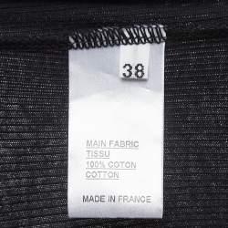 Pre Owned Balmain Black Cotton Knit Metallic Chain and Crystal Embellished Tank Top M