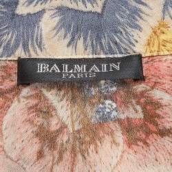 Pre Owned Balmain Multicolor Floral Print Satin Silk Long Sleeve Shirt S