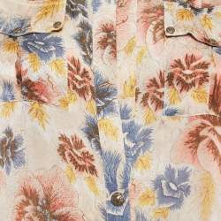 Pre Owned Balmain Multicolor Floral Print Satin Silk Long Sleeve Shirt S