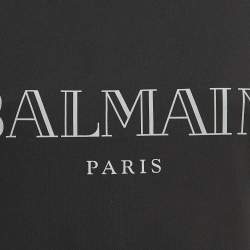 Balmain Black Logo Print Cotton Crew Neck T-Shirt S