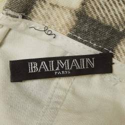 Pre Owned Balmain Grey Checked Cotton Buttoned Detail Mini Skirt S