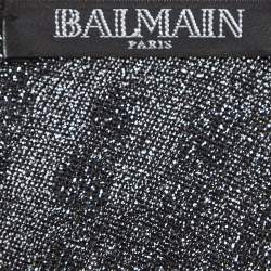 Pre Owned Balmain Metallic Lurex Knit Crystal Embellished Mini Dress S