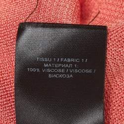 Pre Owned Balmain Orange Coral Knit Button Detailed Flared Trousers M