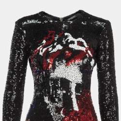 Balmain Black Multicolor Sequin Embellished Mini Dress M