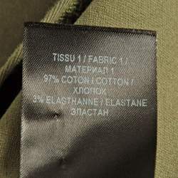 Pre Owned Balmain Military Green Gabardine Belted Shirt Dress S