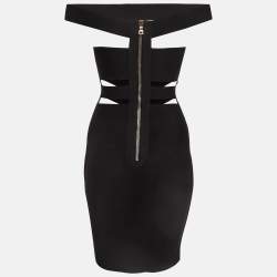Pre Owned Balmain Black Stretch Knit Cut-Out Bodycon Mini Dress S