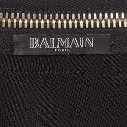 Pre Owned Balmain Black Stretch Knit Cut-Out Bodycon Mini Dress S
