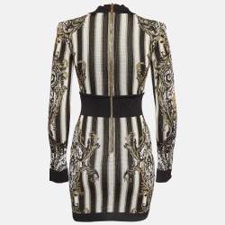 Pre Owned Balmain Multicolor Stripe Lurex Knit Mini Sheath Dress S