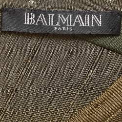 Pre Owned Balmain Olive Green Stretch Knit Lace-Up Mini Bodycon Dress S