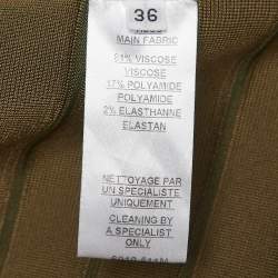 Pre Owned Balmain Olive Green Stretch Knit Lace-Up Mini Bodycon Dress S
