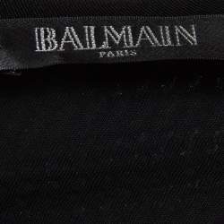 Pre Owned Balmain Black Jersey Embellished Mini Dress S