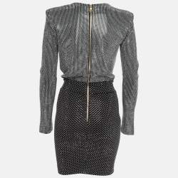 Pre Owned Balmain Black Jersey Embellished Mini Dress S