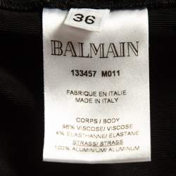 Pre Owned Balmain Black Jersey Embellished Mini Dress S