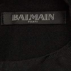 Balmain Black Wool Buttoned Front Long Blazer S