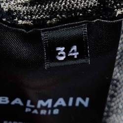 Pre Owned Balmain Black Monogram Wool Knit Mini Skirt S