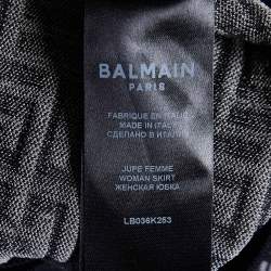 Pre Owned Balmain Black Monogram Wool Knit Mini Skirt S