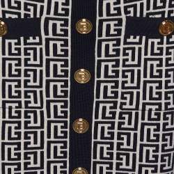 Pre Owned Balmain Black Monogram Wool Knit Mini Skirt S