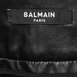 Pre Owned Balmain Black Faux Leather Long Skirt M