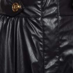 Pre Owned Balmain Black Faux Leather Long Skirt M