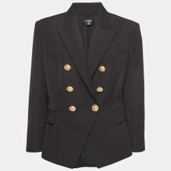 Balmain Black Wool Double-Breasted Jacket L
