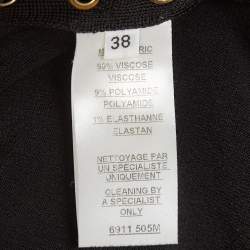 Pre Owned Balmain Black Lace-Up Stretch Knit Midi Dress M