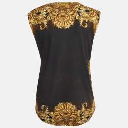 Balmain Black/Yellow Printed Jersey Sleeveless T-Shirt M