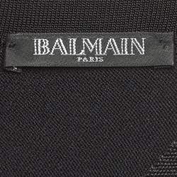 Pre Owned Balmain Black Stretch Knit Lace-up Midi Dress M