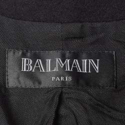 Balmain Black Wool-Blend Double-Breasted Coat M