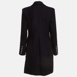 Balmain Black Wool-Blend Double-Breasted Coat M