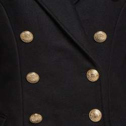 Balmain Black Wool-Blend Double-Breasted Coat M