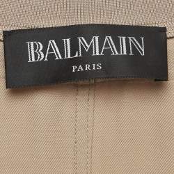 Pre Owned Balmain Beige Long Zip Front Jacket M
