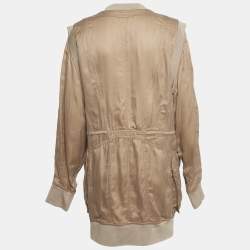 Pre Owned Balmain Beige Long Zip Front Jacket M