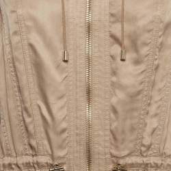 Pre Owned Balmain Beige Long Zip Front Jacket M