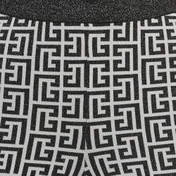 Balmain White & Black Metallic Patterned  Knit Track Pants M